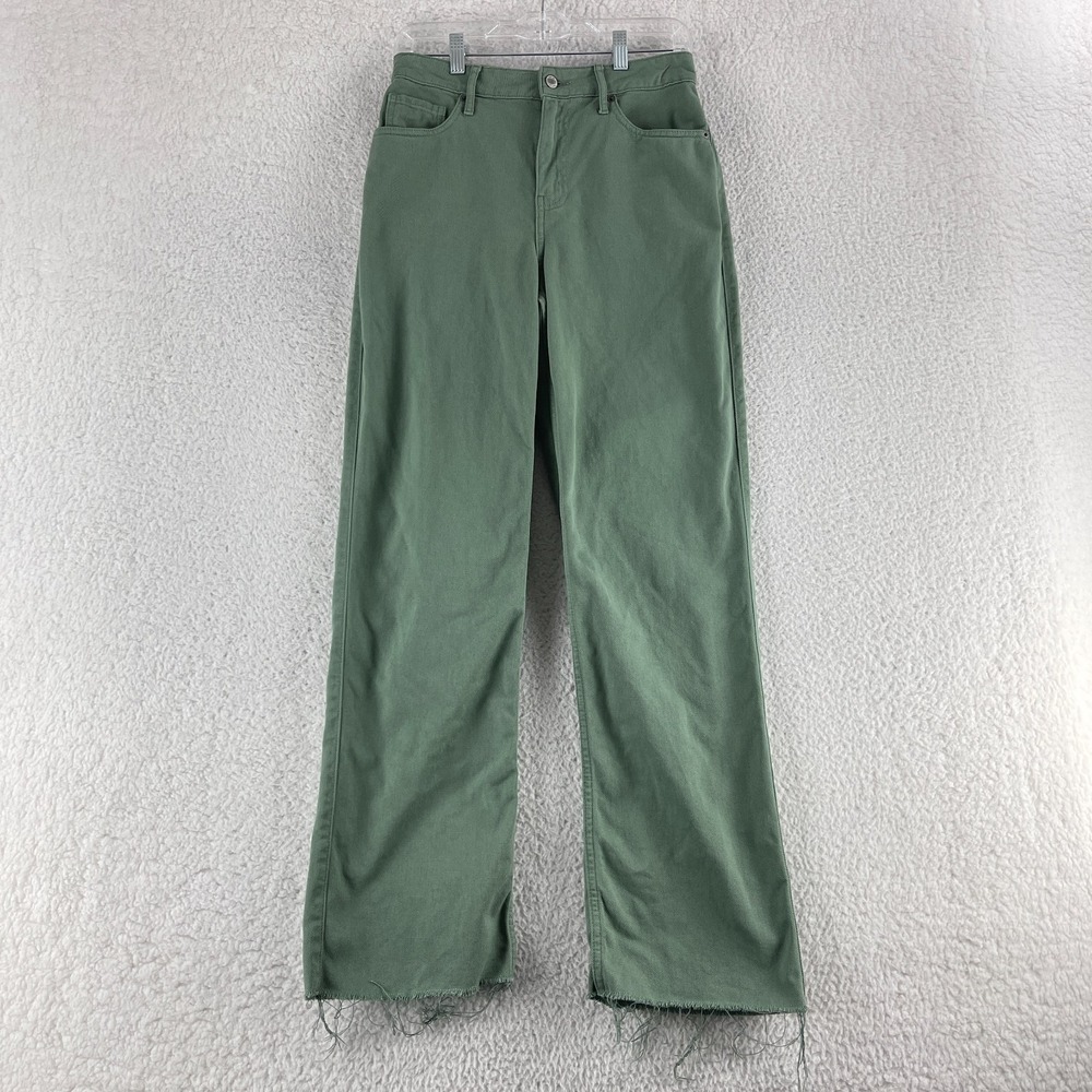 Social Tourist Jeans Womens Size 27‎ Green Denim Ultra High Rise Straight Leg